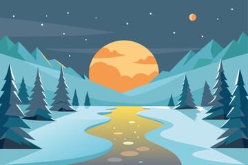vector illustration of a winter landscape