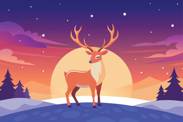 Fototapeta premium Christmas deer in the snow