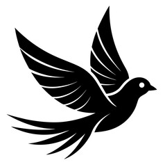 Flying bird with spread wings in modern abstract geometric style