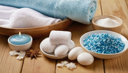 Close-up aroma therapy salt with candles
1