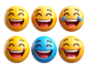 3D Emoji Reactions Pack – Laugh, Love, Cry – Transparent Background PNG