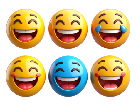 3D Emoji Reactions Pack – Laugh, Love, Cry – Transparent Background PNG