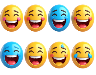 3D Emoji Reactions Pack – Laugh, Love, Cry – Transparent Background PNG