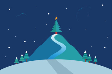 Naklejka premium winter landscape with christmas tree