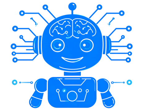 Glowing AI Chatbot Icon with Brain Circuit – Transparent Background PNG Clipart