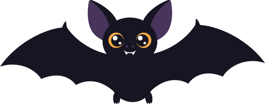 Adorable cartoon bat with large eyes, spread wings, and a friendly expression.