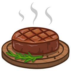 Steak Grilled Meat Barbecue Illustration Vector