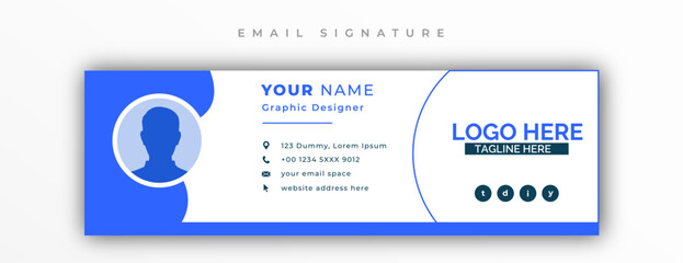 minimal style email signature card template in horizontal design 