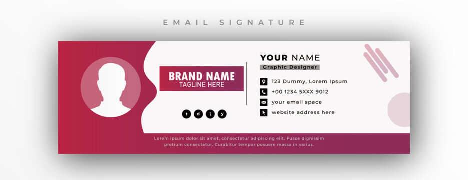 Modern and minimalist email signature or email footer template 