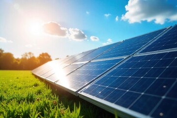 High-Efficiency Solar Panels Basking in Sunlight Clean Energy for a Sustainable Future