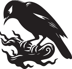 Vector bird myna silhouette illustration