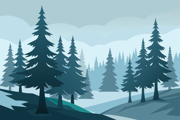 Fototapeta premium winter forest vector illustration