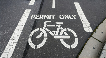 Designated Cycle Route On Asphalt With Permit Only Marking For Safety
