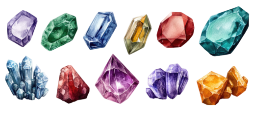 Colorful gemstones and crystals