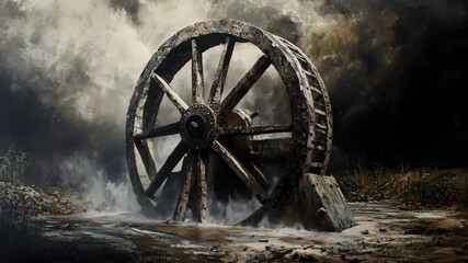 A water wheel in the middle of a river