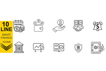 Finance and Banking UI Icon Pack – Minimal Line Vector Set for Fintech and Business Apps