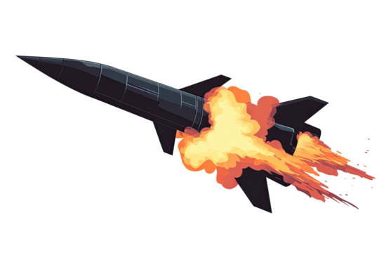 Missile launching with fiery explosion