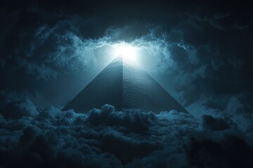 The pyramid of Khafre in the dark, Ai Generated