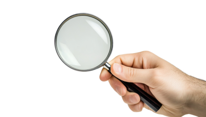 Close-up of a hand holding a magnifying glass