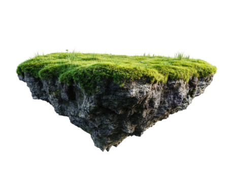 Floating island with grassy top and rocky base