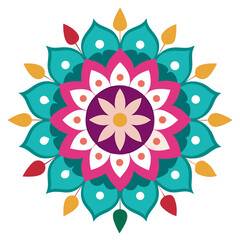 Vivid Psychedelic Lotus Mandala with Multicolored Layers and Fluid Forms