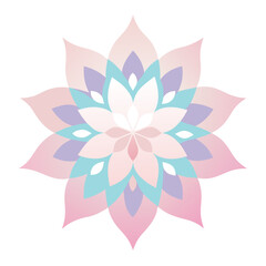 Frosted Fractal Mandala with Cool Tones and Sharp, Translucent Shapes