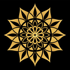 Layered Floral Mandala with Strong Outlines and a Harmonious Radial Design