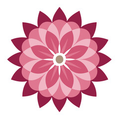 A thick-lined mandala with layered floral elements arranged in soothing radial symmetry.