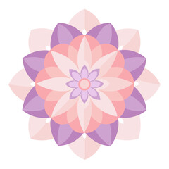 A translucent floral mandala with gentle hues, appearing like a floating bloom in a peaceful, luminous space.