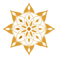 A contemporary mandala with minimalist gold linework and subtle floral features, exuding modern elegance.