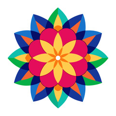 A complex mandala filled with interlocking floral motifs and bold outlines, creating a striking visual tapestry.