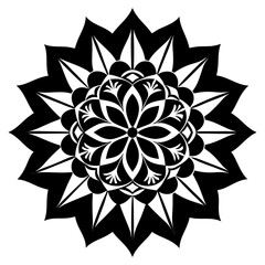 A blazing mandala with swirling hues of orange and yellow, resembling a fiery solar blossom.