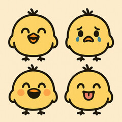 병아리, Chick Facial Expression Illustration, Kindergarten, little chick