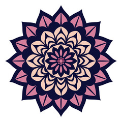 - A densely patterned mandala with interconnected floral motifs and dark outlines, creating a visually captivating, intricate design.