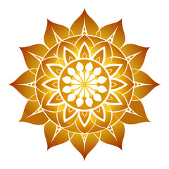 - A golden, luminous mandala with floral patterns, delicately glowing on a dark background, symbolizing spiritual enlightenment.