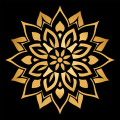 Gilded Mandala on Black Canvas: A Symbol of Balance and Grace