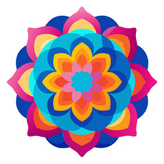 Psychedelic Lotus Mandala with Fluid Multicolored Layers
