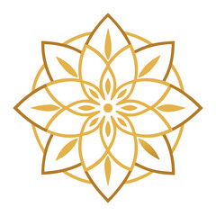 Minimal Gold Mandala with Stylized Floral Embellishments
