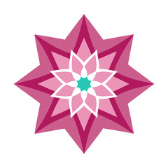 Geometric Floral Mandala with Star-Shaped Symmetry
