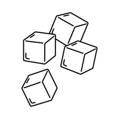 シンプルな線画で描かれた4つの氷のキューブイラスト