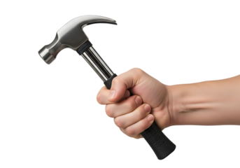 Hand holding metal claw hammer image