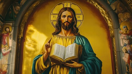 Fototapeta premium Jesus Christ Depicted in a Traditional Church Painting