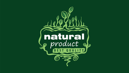 Vector logo of a natural product, hand-drawn in an artistic style