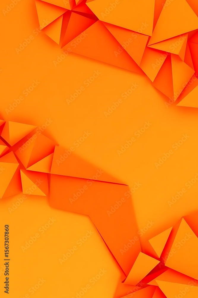 Poster vivid orange abstract backdrop with polygonal forms for dynamic designs