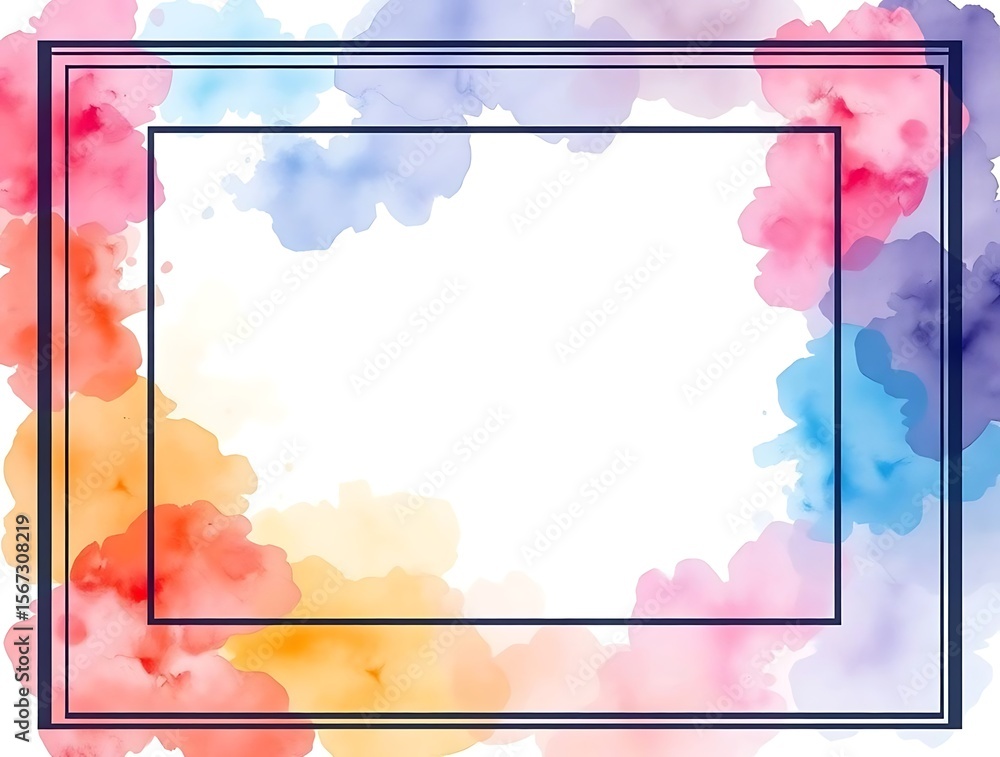 Poster watercolor abstract background with frame for text and design element