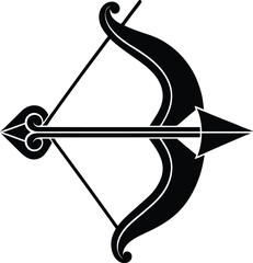 Vector Silhouette of Bow and Arrow Icon