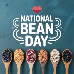 Vibrant illustration of various bean types arranged in a circular pattern around the text "EAT YOUR BEANS DAY".