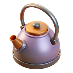 3D icon style, A tea kettle with a whistle spout