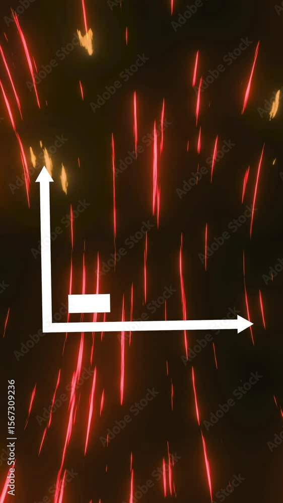 Poster animation of statistics and data processing over glowing orange light trails