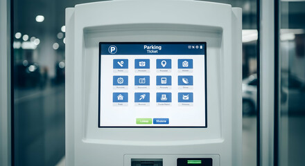 Interactive Parking Kiosk Displaying Contact And Location Options For Customers